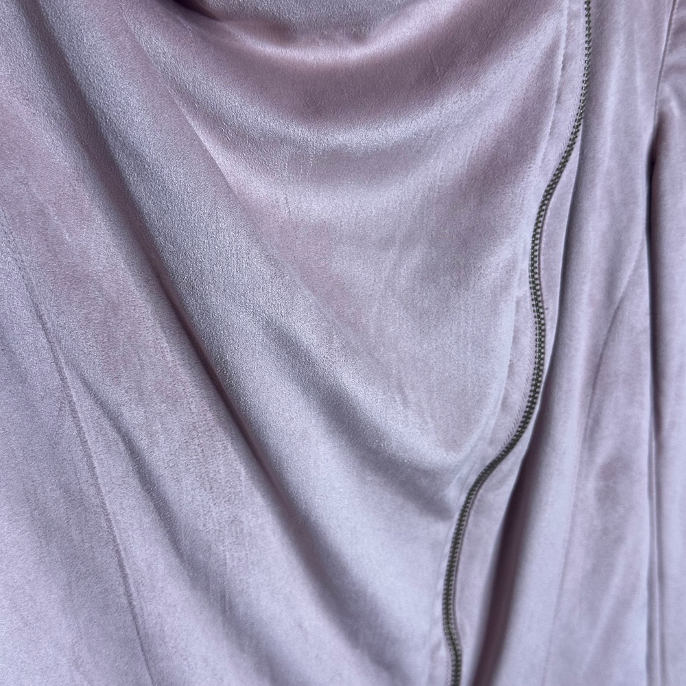 Mote Faux Suede Moto Jacket Drape Front Zip Up Soft Pink Medium‎ - Picture 3 of 10